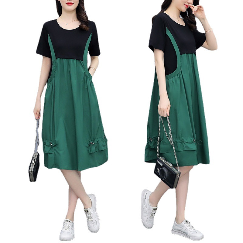 European Goods Western Style Suspender Skirt Fake Two-Piece Summer 2023 Tight Waist Mid-Length A- line Suspender Slimming Dress for Women