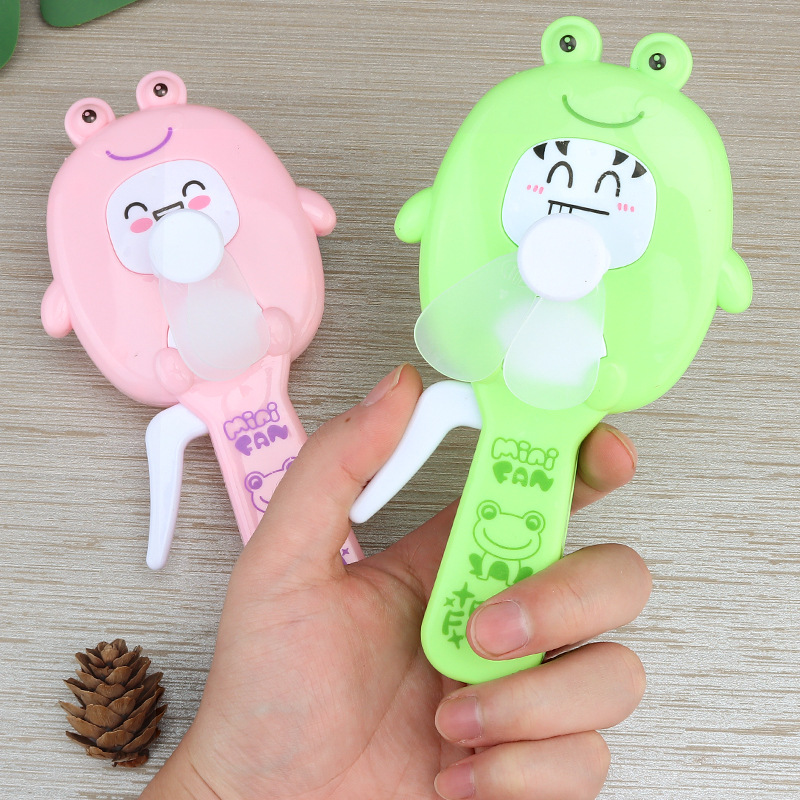 Small Cute Frog Hand Pressure Fan Portable Children's Handheld Toy Cartoon Fan Promotional Gifts Factory Direct