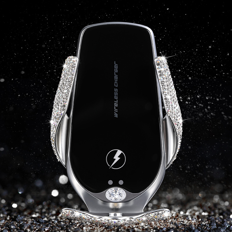 Full Diamond 2022 New Car Car Phone Holder Universal Wireless Charger Multifunctional for Navigator Automatic Opening and Closing Fast Charging