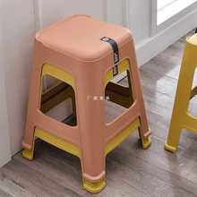 批发塑料凳子加厚家用方形成人高凳现代简约餐桌凳可叠放熟胶凳塑