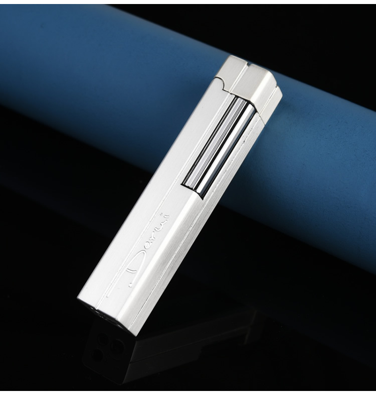 得瑞超薄侧滑砂轮打火机小巧金属充气创意男女士精致斜火抖音网红