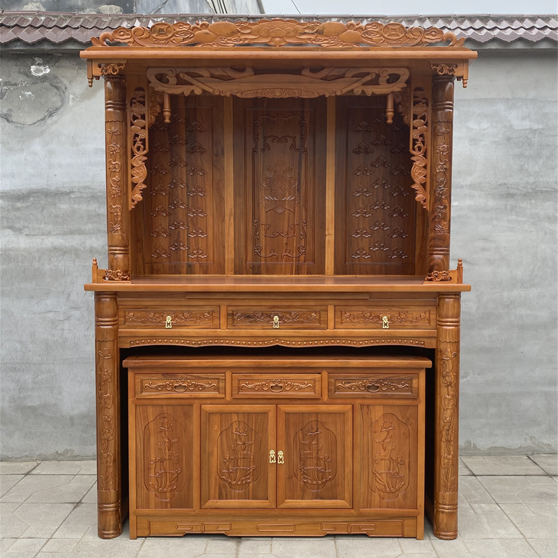 oq5m榆木佛龛立柜财神观音关公像台神案供奉桌实木家用神龛香台柜