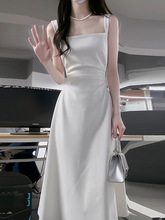 法式初恋白色吊带连衣裙子女夏季2024新款礼服长裙仙女气质感