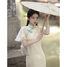 薄款旗袍2024年新款少女夏季改良新中式日常连衣裙气质清新年轻款