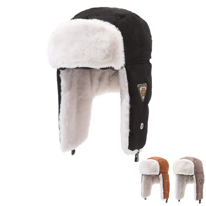 Hat Men and Women Winter Ushanka Outdoor Korean Style Trendy Cute Cartoon Students Warm-Keeping Thick Windproof Cycling Cap