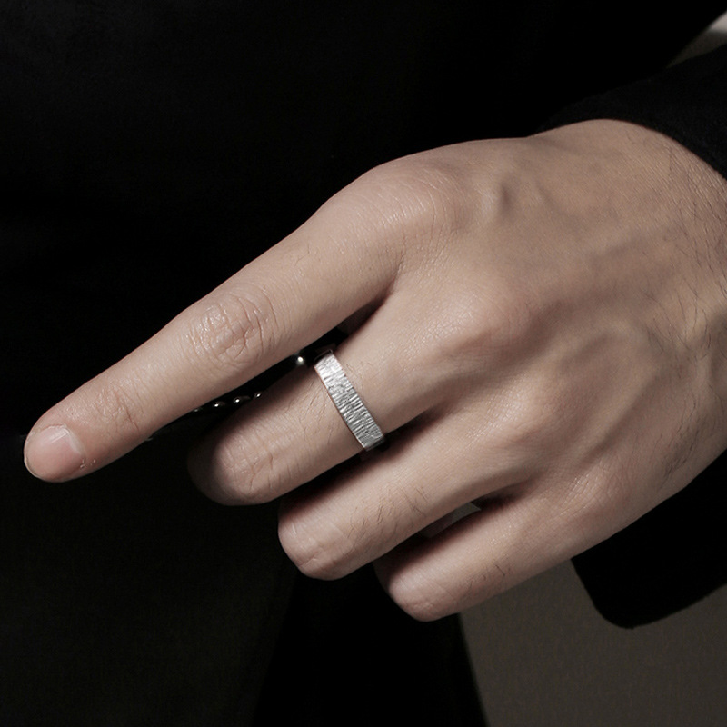 戒指男潮个性男士单身戒简约复古冷淡风食指指环开口可调节尾戒子