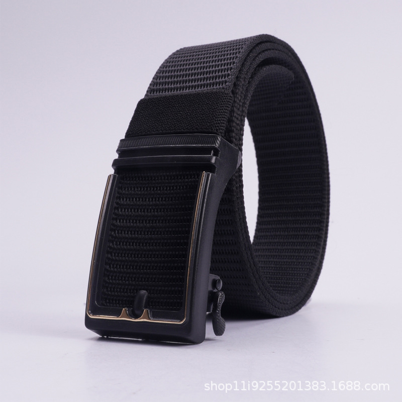 皮带黑色帆布腰带男士复古裤带男工厂批发金属自动扣尼龙编织带男