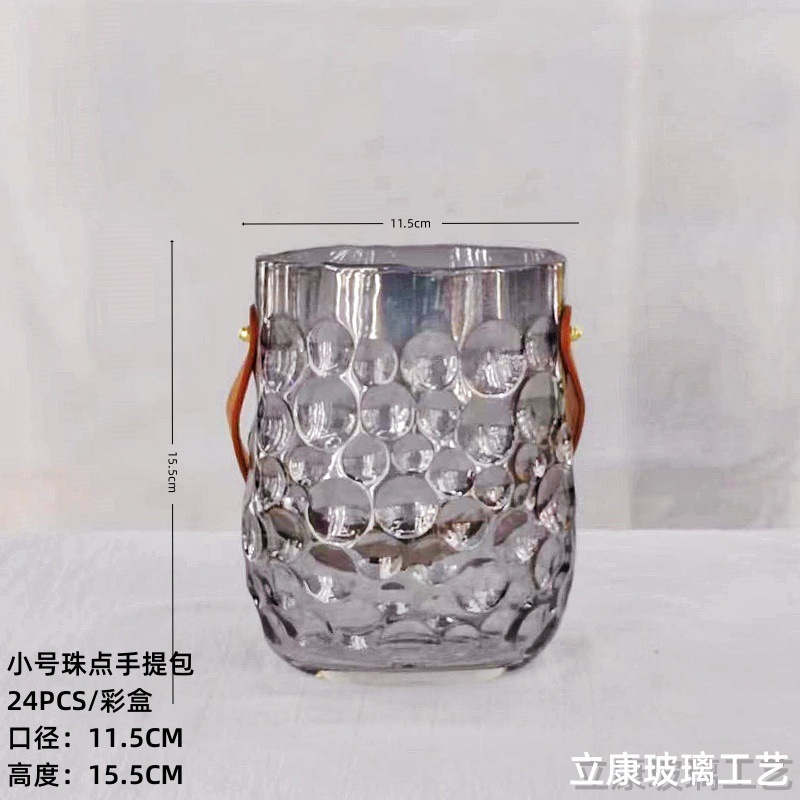 Factory Direct Sales Light Luxury Creative Bead Point Thickened Handbags Vase Hydroponic Flowers Table Decoration Flower Arrangement Ornaments