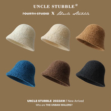 高级感台灯帽女生气质户外纯色盆帽冬季保暖素颜遮脸水桶帽渔夫帽