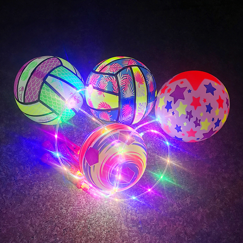 Large Luminous Fitness Swing Ball Children's Inflatable Toy Elastic Ball Flash Portable Bounce Ball Stall Hot Sale