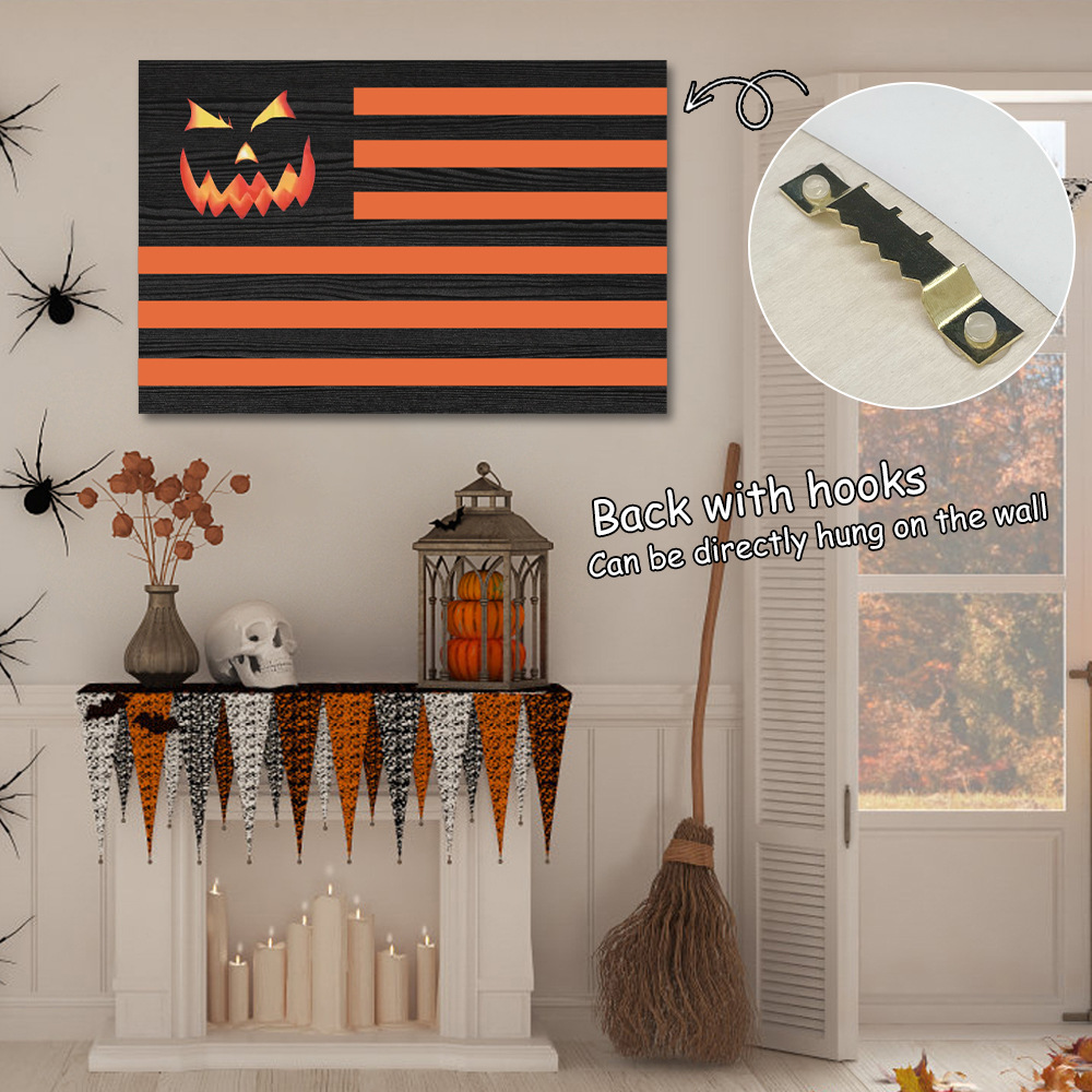 跨境新款万圣节背景墙装饰高级感旗帜万圣节美国国旗木制工艺品