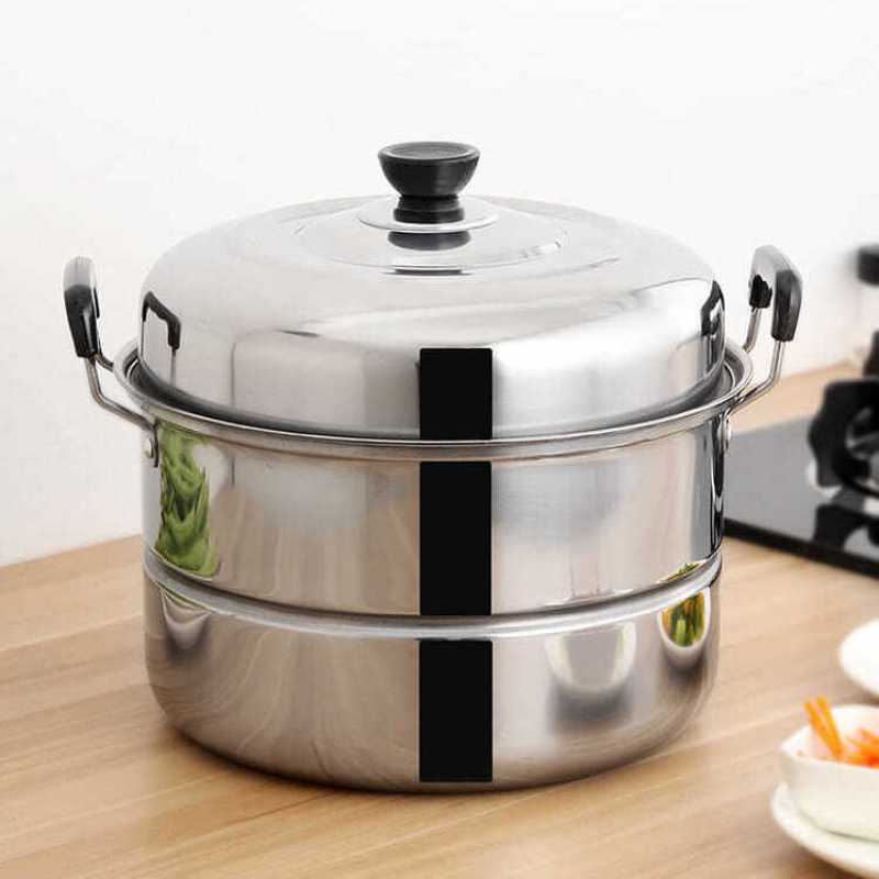 304 Food Grade Thickened Large Stainless Steel Household Two-Layer Double-Layer Steel Pot Soup Pot Gas Stove Pot