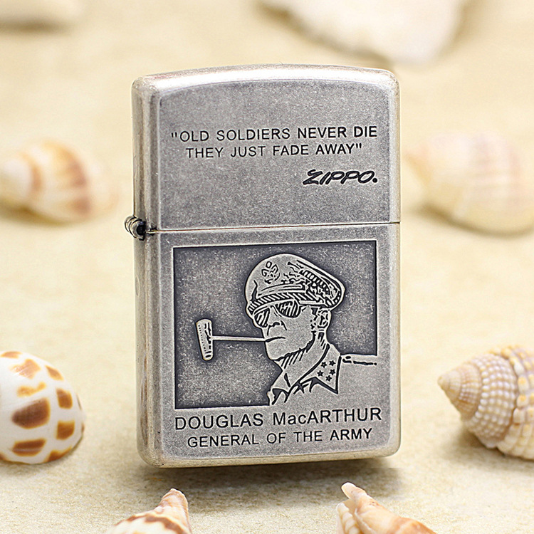 zippo打火机diy仿古银迈克阿瑟将军人物系列-阿里巴巴