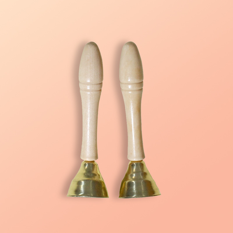 木制工艺带柄碰钟儿童音乐玩具乐器 儿童早教打击铜碰钟 碰铃批发