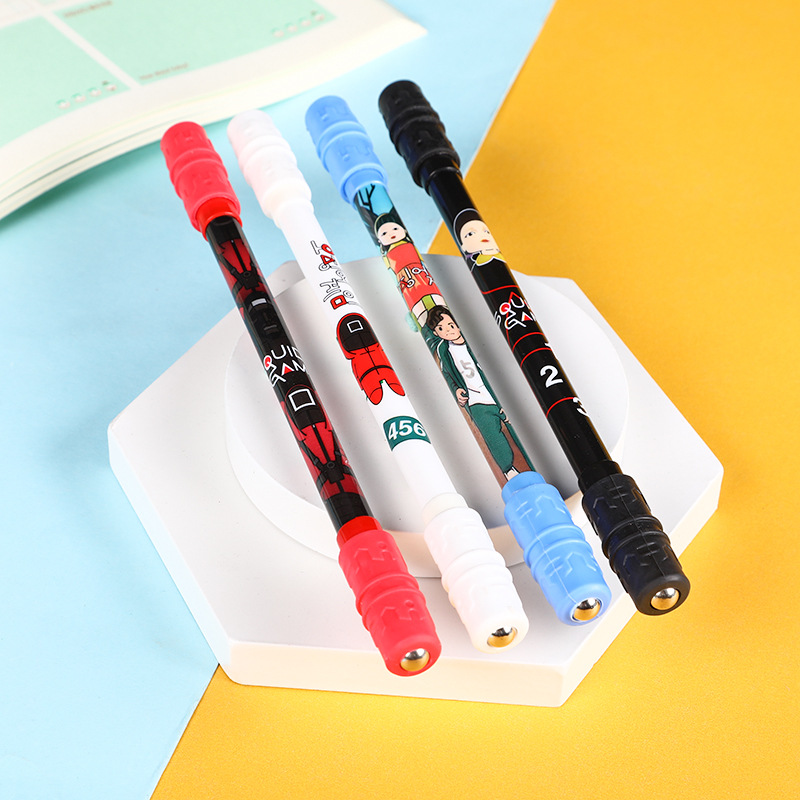 新款创意文具学生个性转转笔卡通动漫人物中性笔减压礼品笔批发