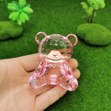 水晶小熊创意桌面装饰摆件网红少女心彩色熊动物公仔玩偶手办礼物