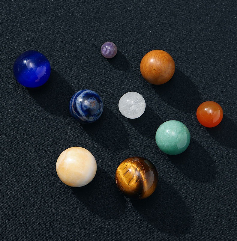 天然水晶宝石矿石标本 太阳系九大行星圆球桌面星球摆件星空礼物