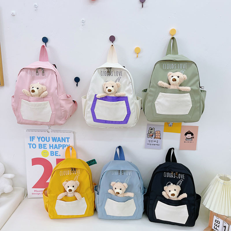 2022 New Children's Backpack Cartoon Bear Cute Boys and Girls Lightweight Small Backpack Kindergarten Student Schoolbag