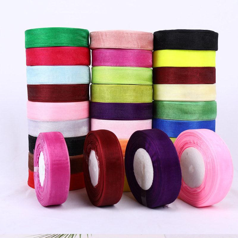 Organza Tape 2.5cm Gift Packing Box Ribbon Tied Cake with Bowknot DIY for Hat Knitting Ribbon Ribbon Ribbon