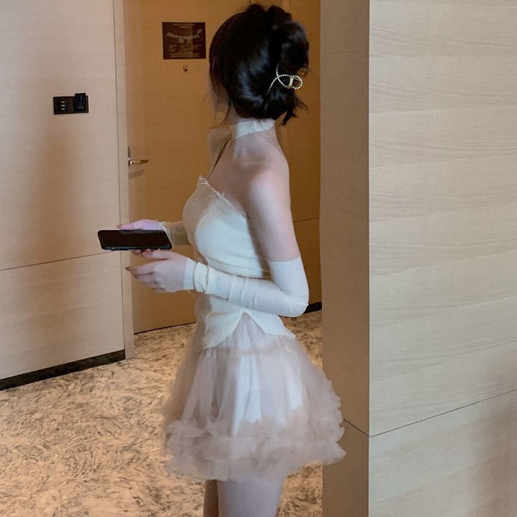 店连衣裙一字肩裹胸别致辣妹上衣网红短裙甜辣风女装蹦迪套装