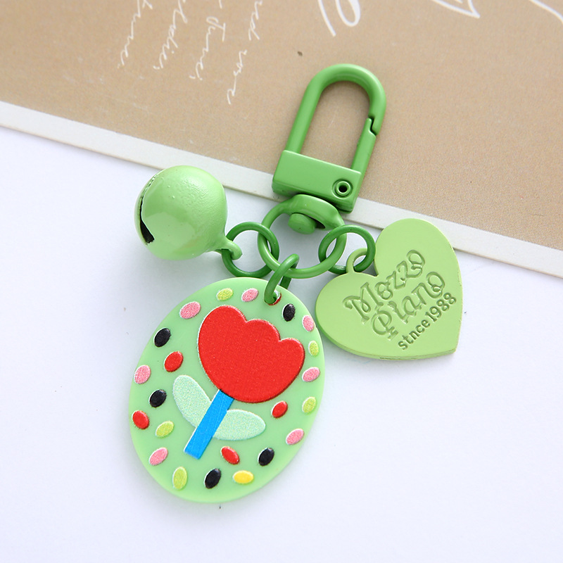 DIY Ornament Heart Keychain Acrylic Geometric Printing Tulip Flower Color Earphone Sleeves Handbag Pendant