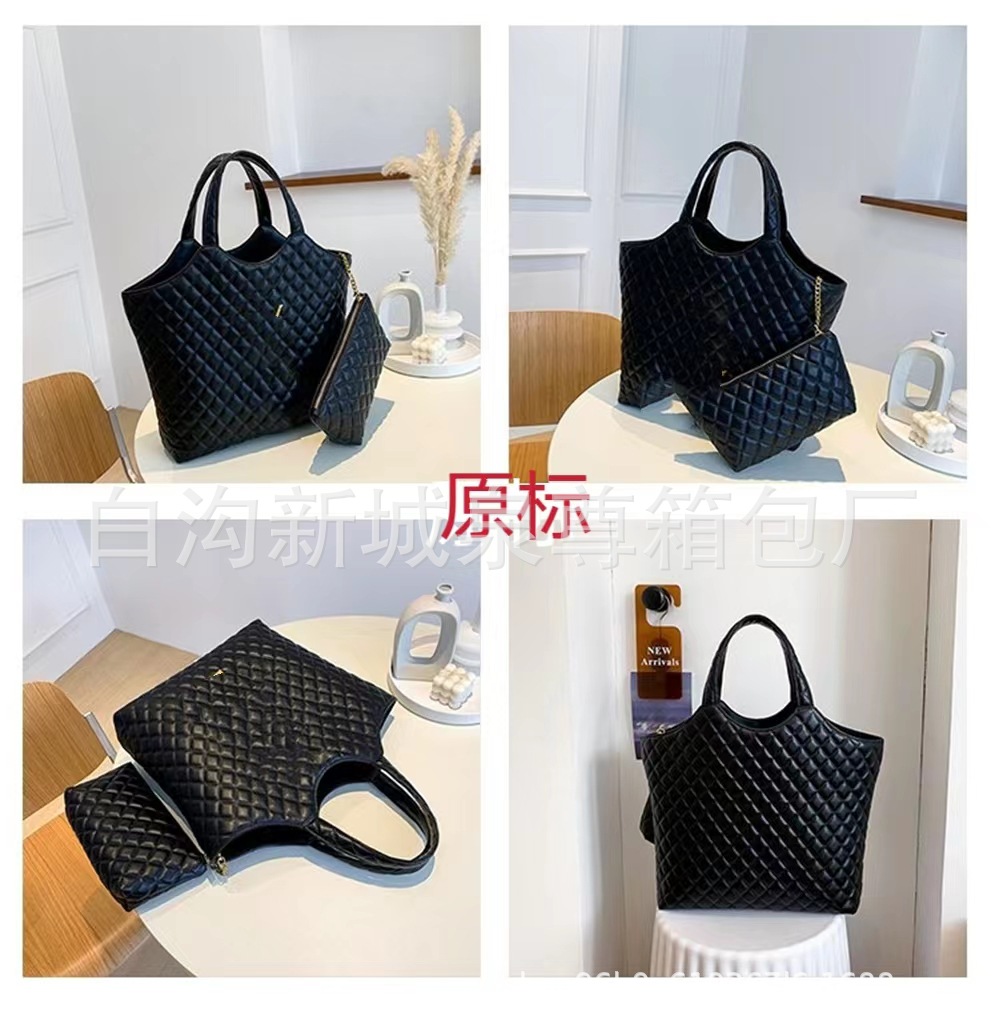 Large Capacity Handbags 2023 Hot Sale Rhombus Solid Color Tote Bag Simple Fashion Shoulder Bag Autumn All-Match Bag