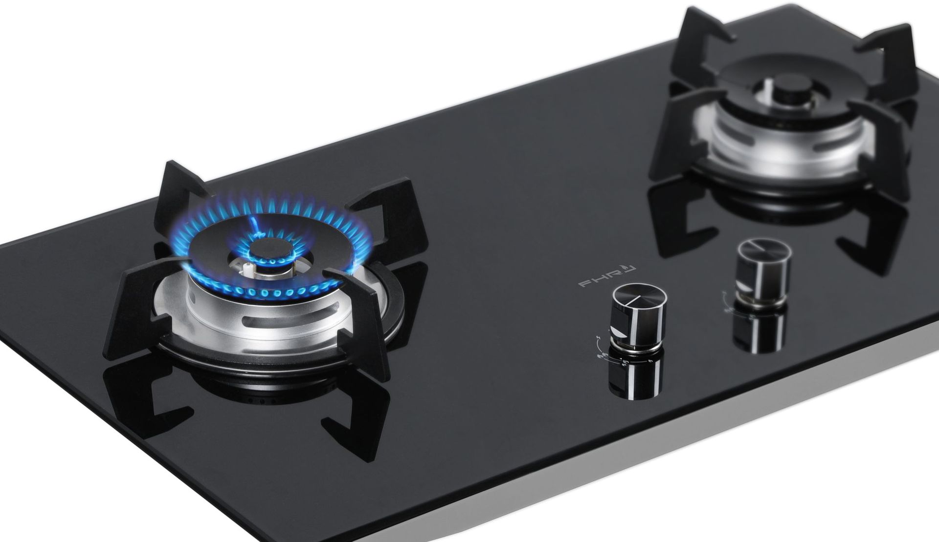 定制oem黑晶面板双猛火家用嵌入式燃气灶