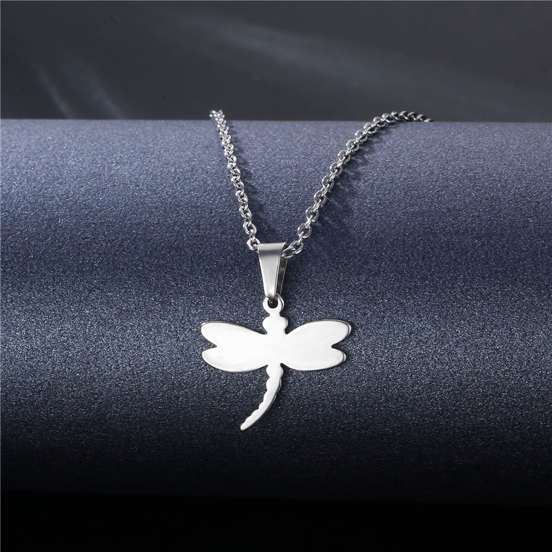 European and American Ornament Wholesale Amazon Popular Necklace Titanium Steel Dragonfly Pendant Stainless Steel Girls' Sweater Chain Can Be Customized