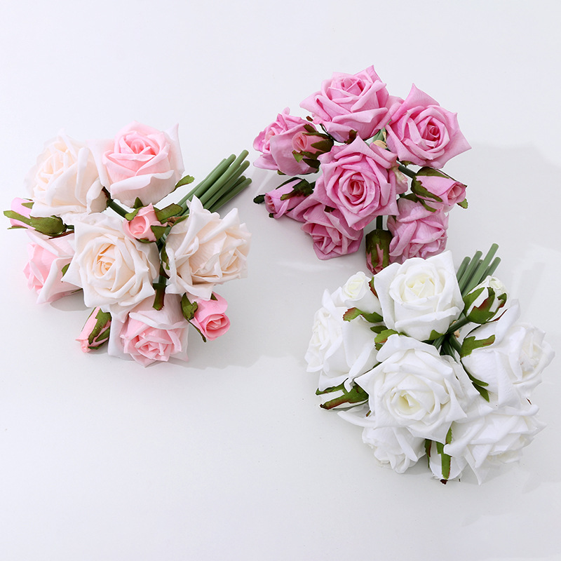 Tie 10 Heads Feel Artificial Rose Dining-Table Decoration Bride Holding Moisturizing Lamination Emulational Rose Flower