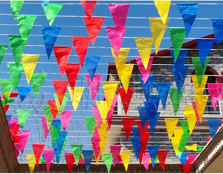 彩旗三角串旗大中小号开业结婚布置工地警示三角旗小彩旗串旗批发