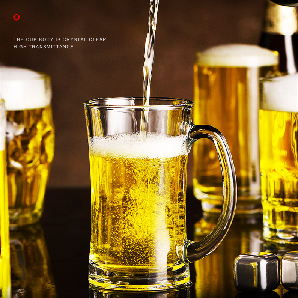 Beer Handle Cup Glass Large Capacity Beer Mug Milk Cup Coffee Cup Green-Tea Cup Scented Tea Cup Mug Wholesale