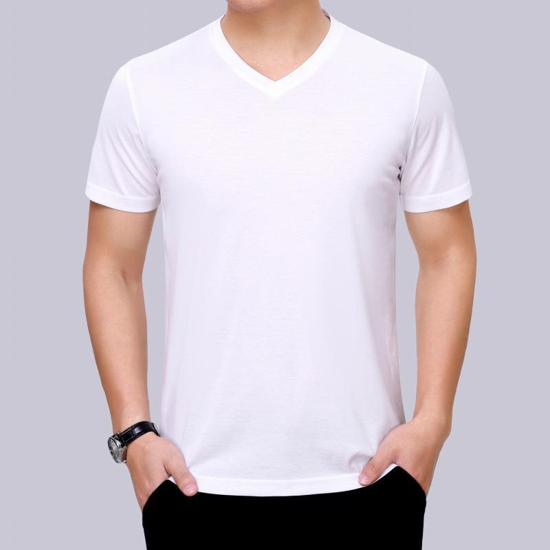 高级质感时尚短袖t恤夏季新款简约白色百搭上衣中青年经典体恤衫