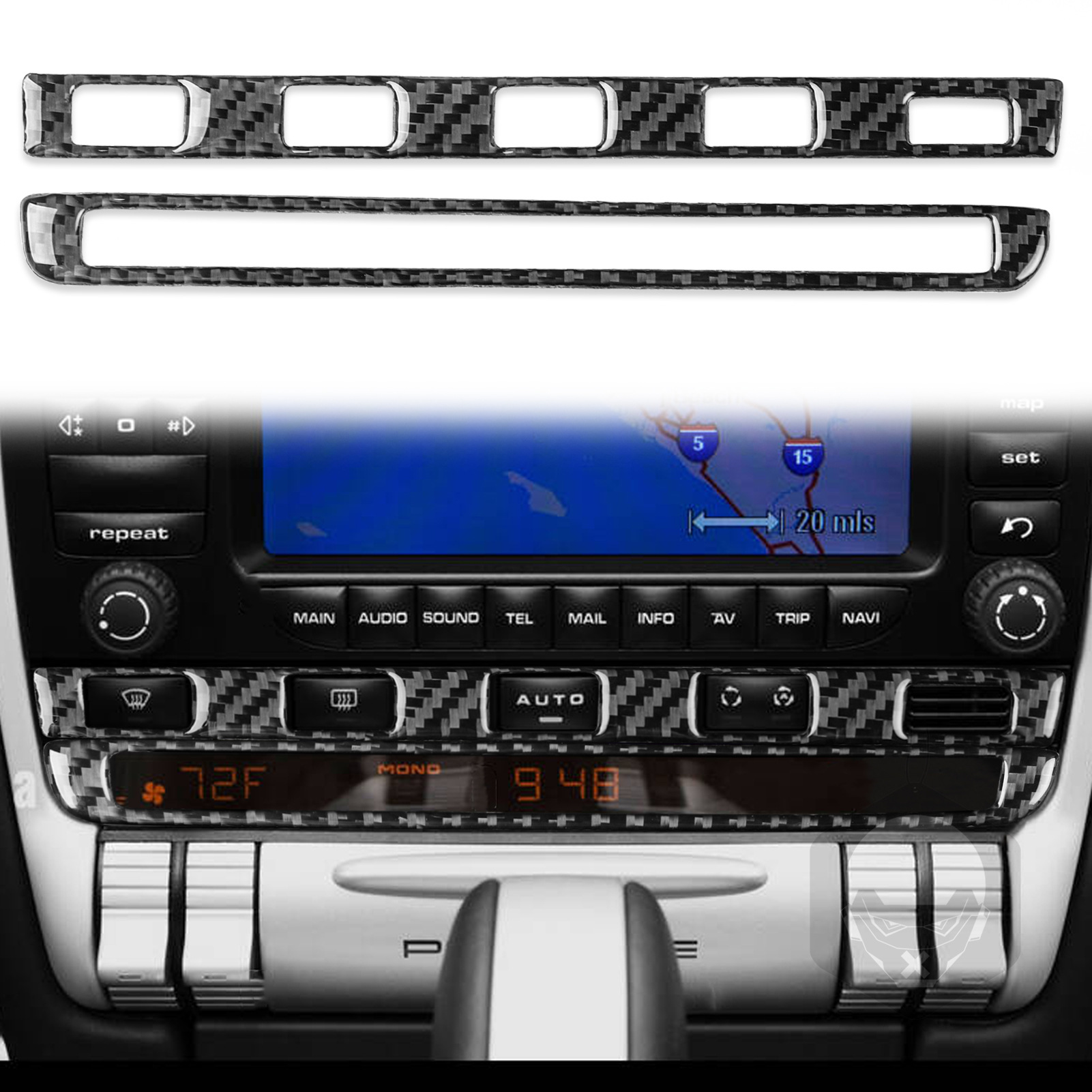 适用于保时捷老卡宴cayenne碳纤维空调控制面板汽车内饰改装配件