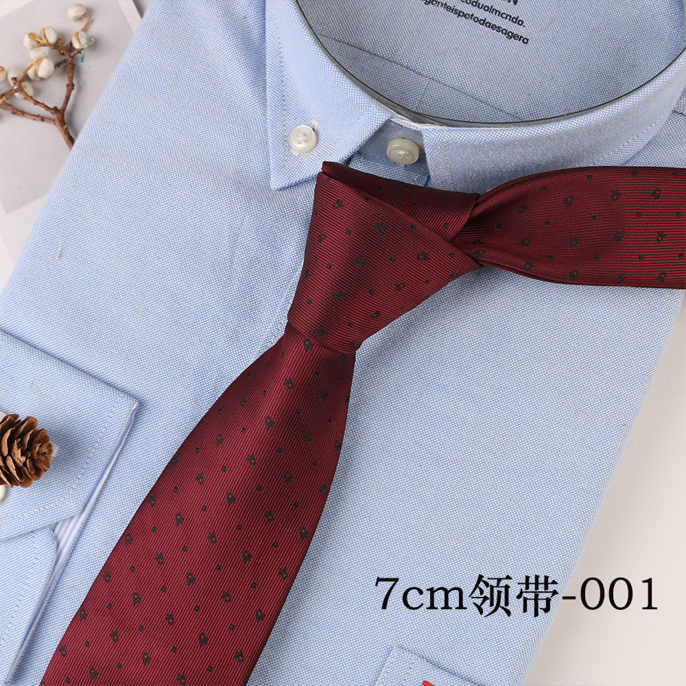 Men's Casual Trendy Polyester Silk Floral Plaid 7cm Hand Tie Dot Navy Blue Red in Stock Wholesale