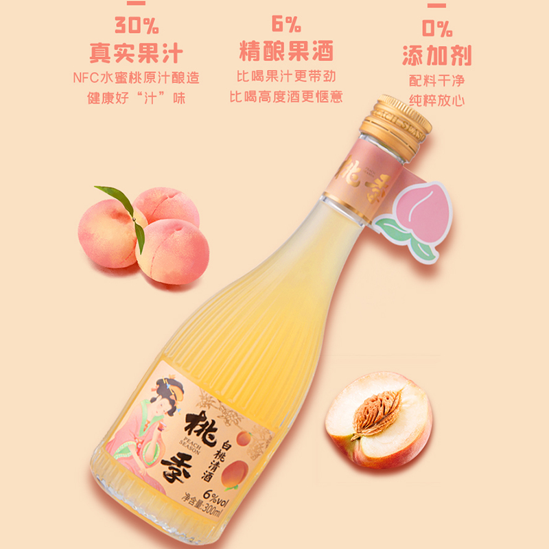 桃季酒白桃清酒6度300ml装糯米酒低度微醺果酒高颜值女士酒-阿里巴巴