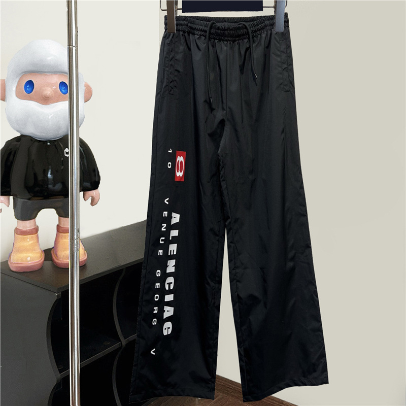 巴黎正确版B家双环字母运动裤B潮牌款高版本网眼透气休闲直筒长裤