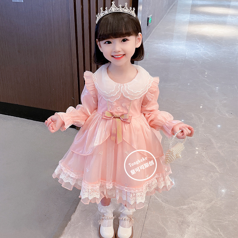 女童2022秋装新款洛丽塔公主裙儿童连衣裙洋气小女孩儿童礼服裙