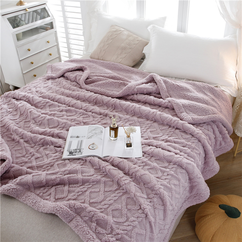 Nordic Tower Velvet Same Color Berber Fleece Blanket Double-Sided Velvet Thickened Multi-Functional Office Blanket Autumn and Winter Comforter