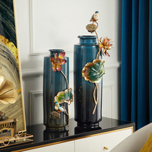 轻奢陶瓷花瓶摆件家用客厅桌面珐琅彩新中式玄关干花插花瓶装饰品