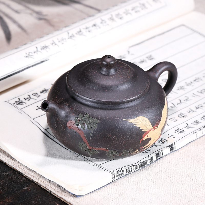 宜兴紫砂壶 原矿黑金刚紫砂喝茶礼品功夫茶具茶壶 泡茶壶代理代发