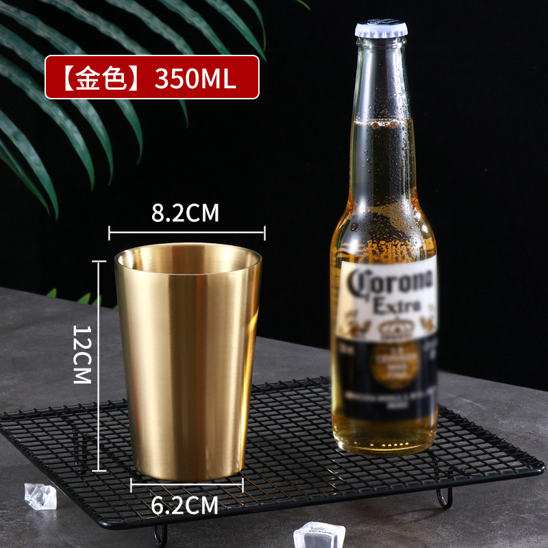 New Double-Layer Hammered Golden Water Cup 304 Stainless Steel Korean Cup Beer Steins Camping Kindergarten Tea Cup