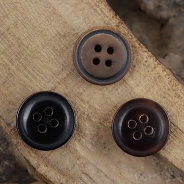 咖色真牛角衬衫纽扣火烧天然黑色棉麻类复古衬衣扣子天然材质钮扣