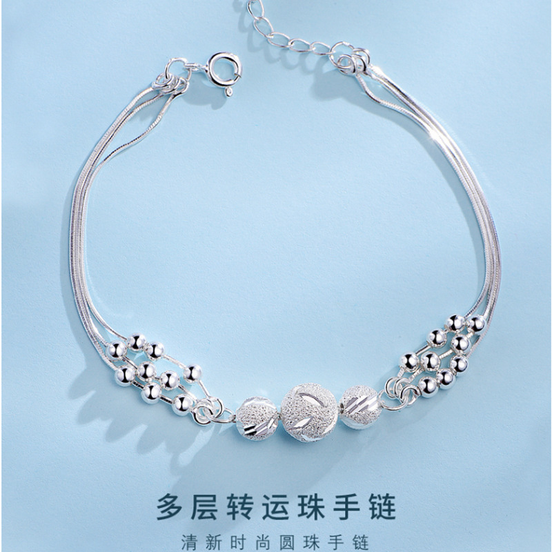 玖饰美雕花转运珠三生三世手链多层手链女生夏手饰ins小众设计感