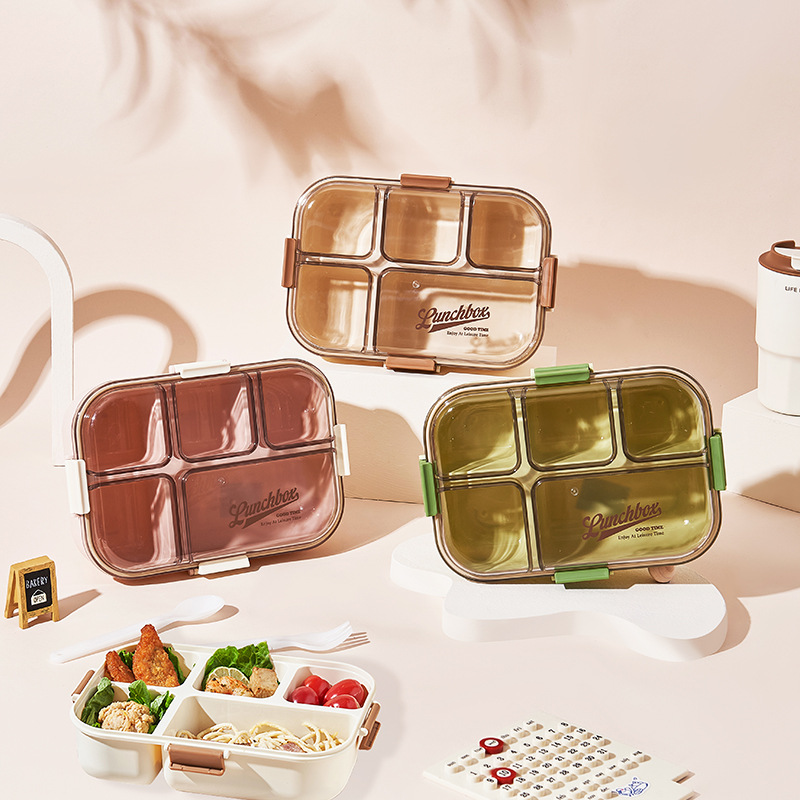 J25 Microwave Lunch Box Compartment with Lid Office Worker with Rice Lunch Box Student with Tableware Canteen Lunch Bento