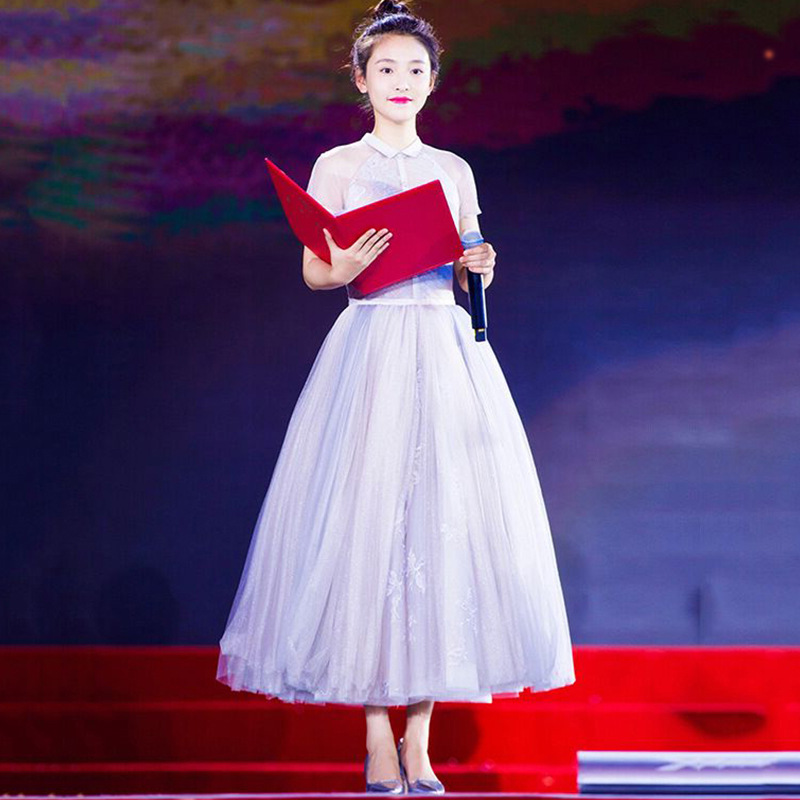 高三成人礼服装女生幼儿园六一儿童节节目主持人穿的裙子衣服老师