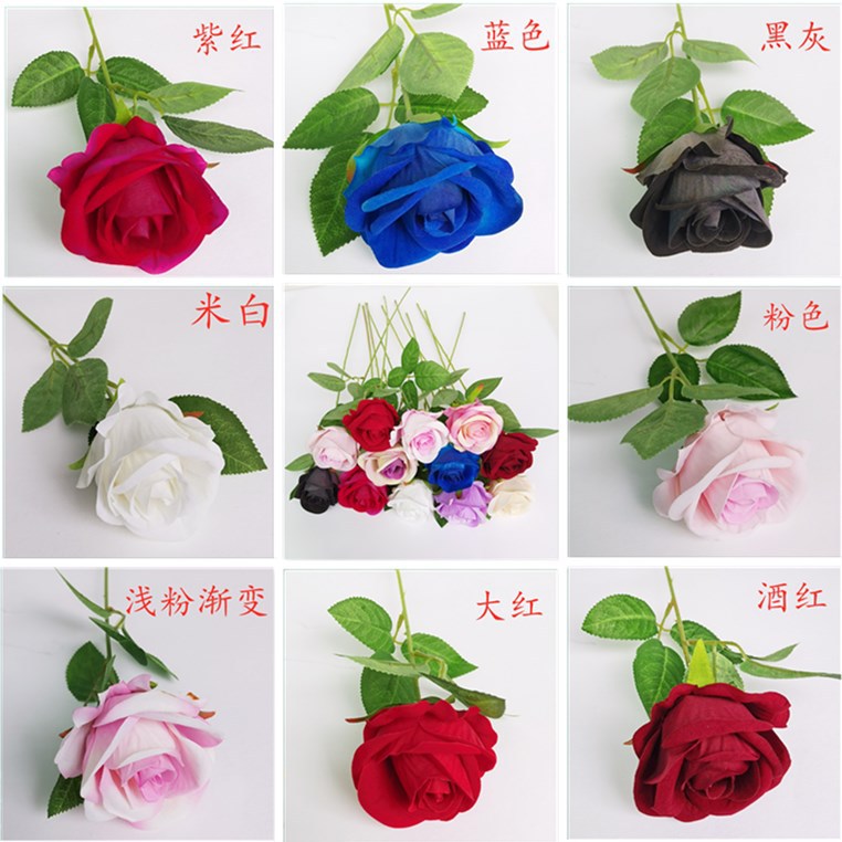 Artificial Rose Single Rose Valentine's Day Home Wedding Artificial/Fake Flower Artificial Feel Flannel Rose