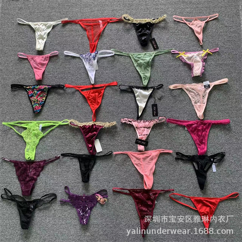 欧美性感v字女蕾丝丁字裤诱惑细带蝴蝶结杂款低腰内裤lace thong