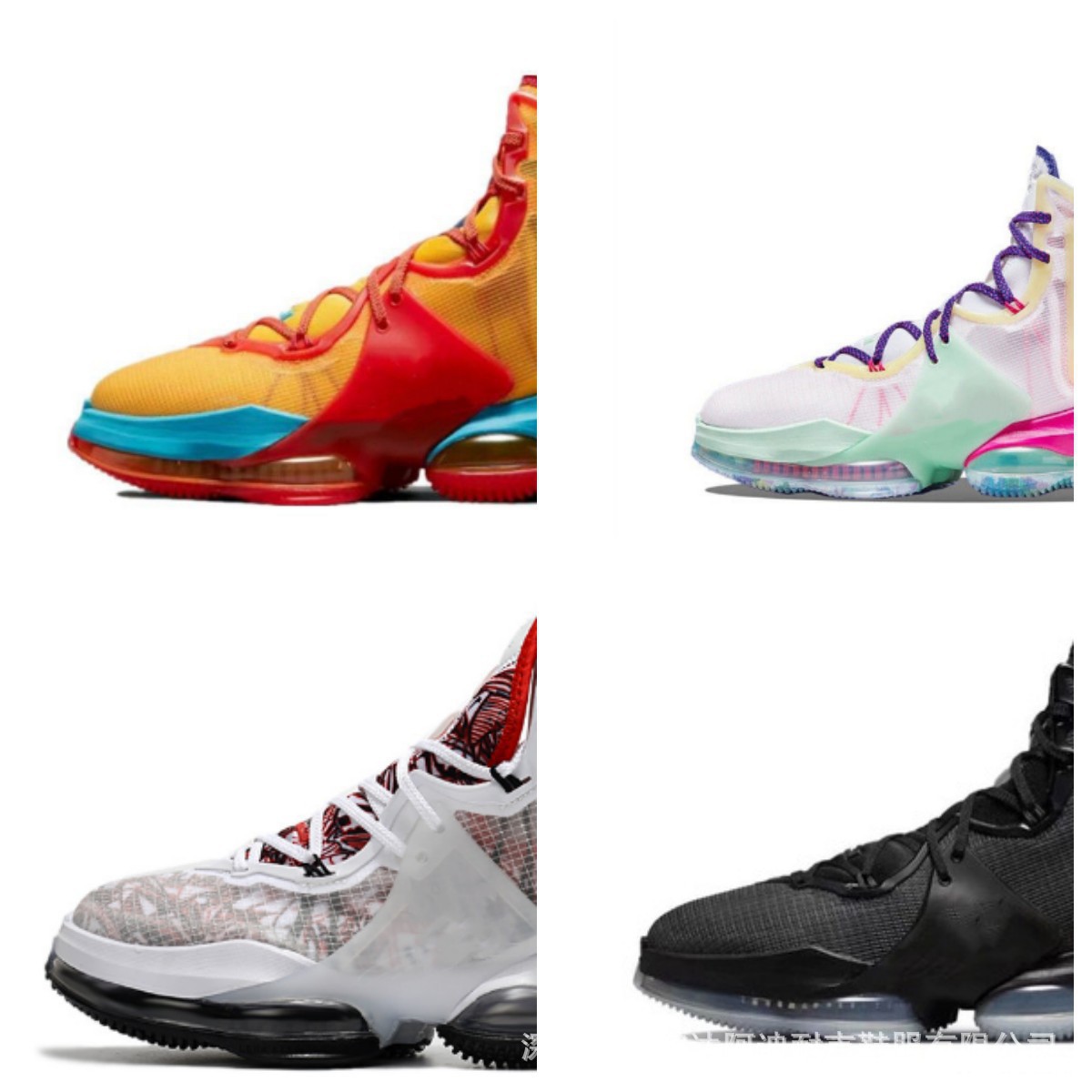 新款詹姆斯19代篮球鞋黑红高帮全掌气垫缓震实战耐磨室内运动男