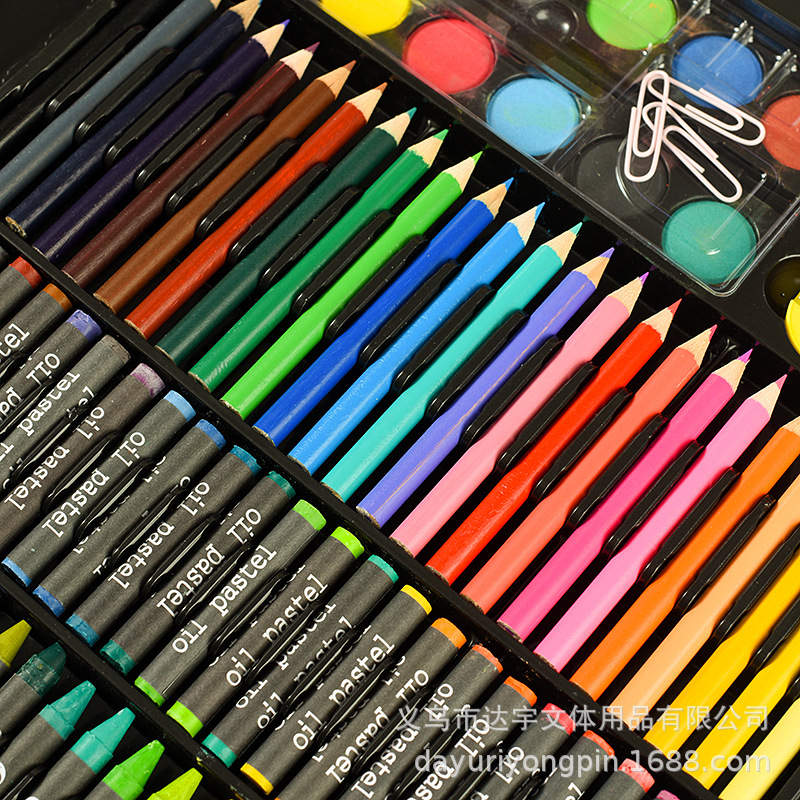 School Season 150 Pieces Children Watercolor Pen Student Drawing Suit Gift Box Art Supplies Plastic Set Holiday Brush