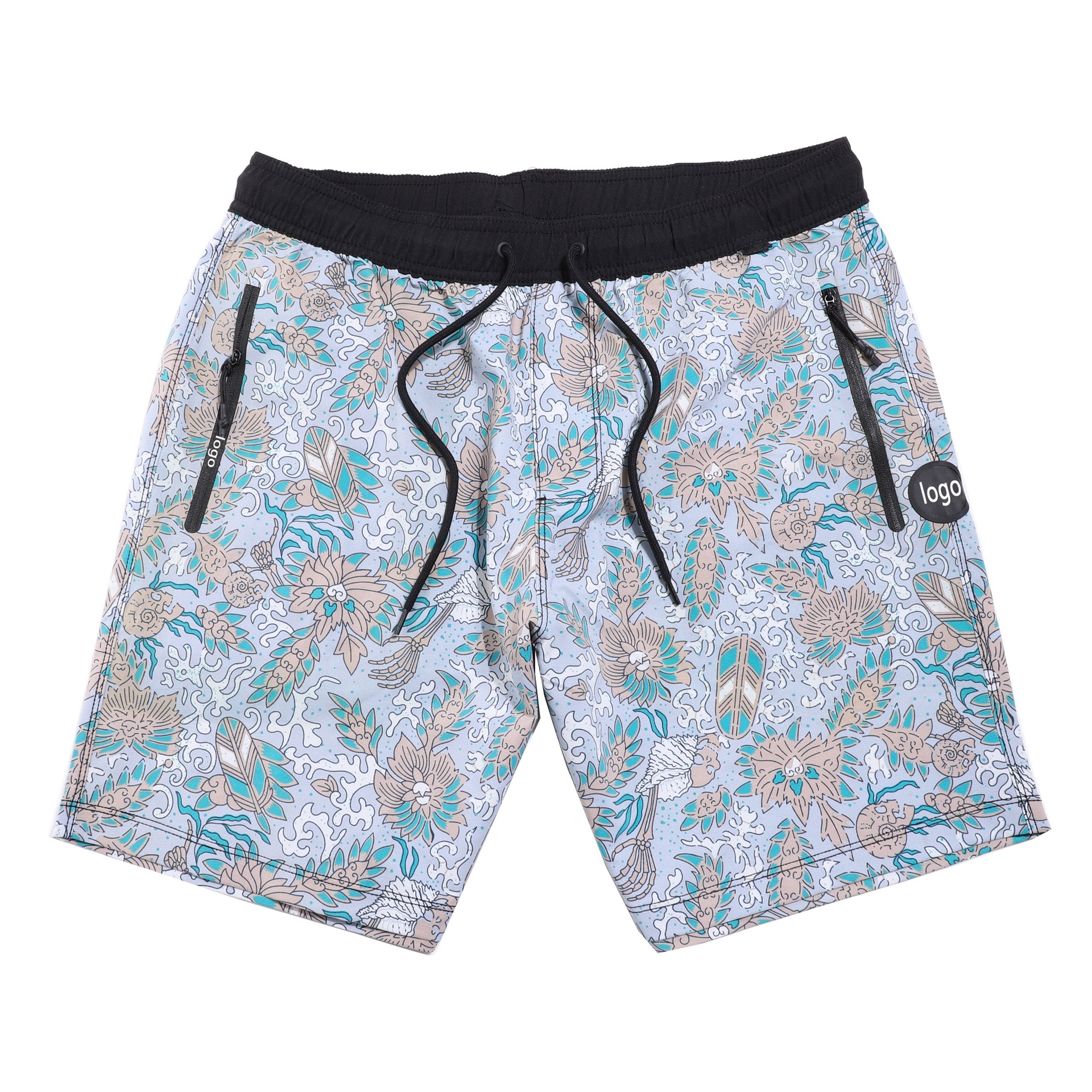 定制男式休闲松紧腰头沙滩裤三口袋休闲短裤来图定做厂家加工